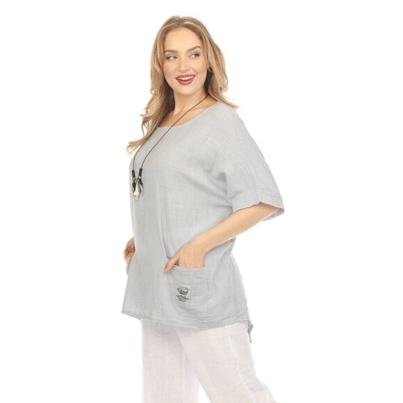 Grey Dolman Sleeves Tunic with Pockets - Picture 4 of 6